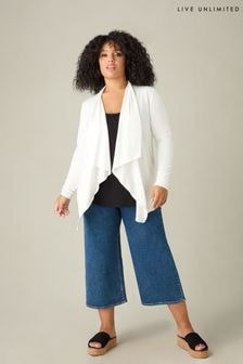 Live Unlimited White Curve Petite Jersey Waterfall Cardigan (E30318) | $84