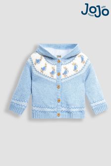 JoJo Maman Bébé Blue Peter Rabbit Cosy Fair Isle Baby Hooded Cardigan (E31326) | $51