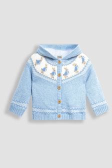 JoJo Maman Bébé Blue Peter Rabbit Cosy Fair Isle Baby Hooded Cardigan (E31326) | $51