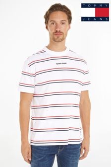 Белый - Футболка классического кроя в полоску Tommy Jeans (E31465) | €53