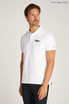 Tommy Hilfiger White Regular Fit Chainstitch Polo Shirt (E31887) | $154