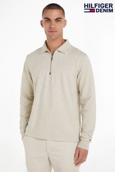 Tommy Hilfiger Terry Half Zipped White Sweatshirt (E31904) | ₪ 603