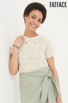 FatFace Natural Patchwork Crochet Knit T-Shirt (E31935) | $86