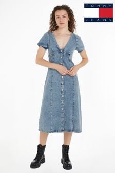 Tommy Jeans Blue Short Sleeved Dress (E32033) | $163