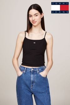 Tommy Jeans Black Cropped Essential Strap Top (E32040) | $34