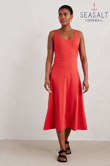 Seasalt Cornwall Red Sun Gleam Jersey Midi Dress (E32129) | $79