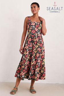 Seasalt Cornwall Black Multi Deep Water Tiered Dress (E32149) | SGD 128