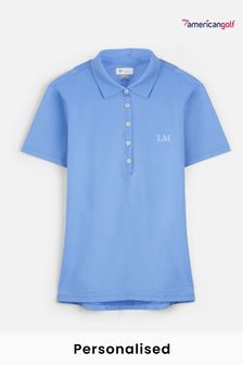My American Golf Blue Personalised Greg Norman Ladies Polo Shirt