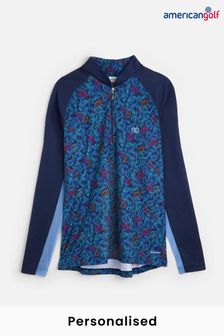 My American Golf Ladies Blue Personalised Greg Norman Paisley Midlayer