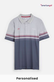 My American Golf Mens Grey Personalised Stromberg Colour Block Polo Shirt (E32201) | €51