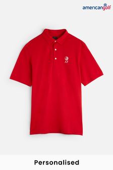 My American Golf Mens Red Personalised Greg Norman Polo Shirt (E32210) | €37