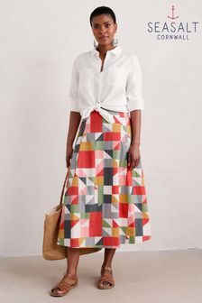 Kolorowe - Seasalt Cornwall Multi Swallow Hill Printed A-line Skirt (E32270) | 450 zł