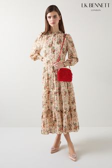 LK Bennett Flora Wildflower Metallic Print Dress (E32705) | €714