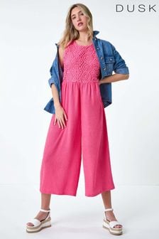 Dusk Pink Crochet Lace Wide Leg Jumpsuit (E32927) | €58