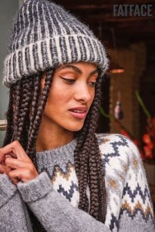 FatFace Charcoal Grey Plaited Beanie (E33201) | $30