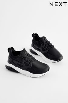 Black/White Elastic Lace Trainers (E33222) | $41 - $56