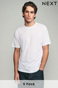 White Everyday Crew Neck T-Shirts 6 Pack (E33235) | $47