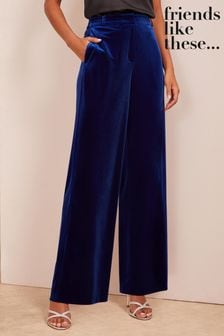 Friends Like These Blue Velvet Tailored Wide Leg Trousers Co Ord Suit (E33365) | $67