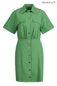 GANT Green Embroidered Short Sleeve Shirt Dress (E33503) | €362