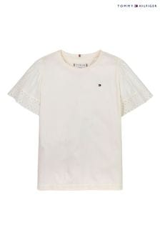 Tommy Hilfiger Broderie Anglaise Regular Fit White T-shirt (E33558) | ‏131 ‏₪ - ‏146 ‏₪