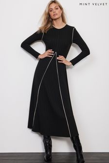 Mint Velvet Black Black Jersey Midi Dress (E35170) | OMR56