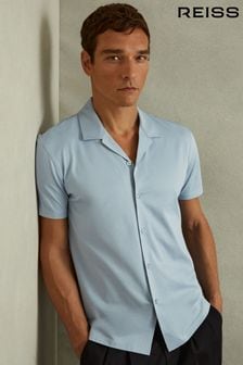 Reiss Caspa Mercerised Cotton Cuban Collar Shirt (E35489) | 490 د.إ