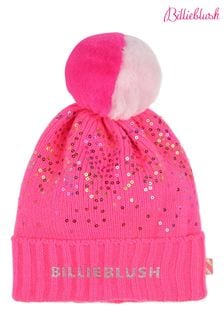 Różowy - Billieblush Glitter Pom Pom Logo Beanie Hat (E35564) | 185 zł