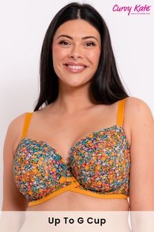 Curvy Kate Orange Lace Daze Balcony Floral Print Bra (E35678) | $65