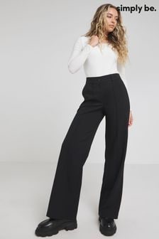 Simply Be Black Wide Leg Workwear Trousers (E35934) | $48