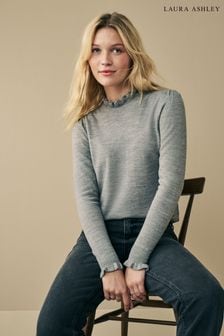 Grå - Laura Ashley Frill Trim Polo Neck Jumper (E36696) | kr610