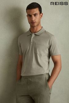 Reiss Dusty Green Austin Mercerised Cotton Polo Shirt (E37987) | $120