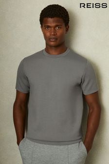 Reiss Flint Grey Bradley Interlock Jersey Crew Neck T-Shirt (E37989) | €95