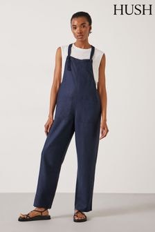 Hush Blue Eliza Linen Blend Dungarees (E39154) | $153