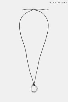 Mint Velvet Silver Tone Leather Necklace (E39970) | €36