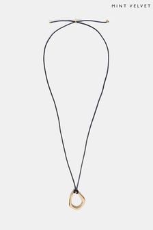 Mint Velvet Gold Tone Leather Necklace (E39974) | SGD 62