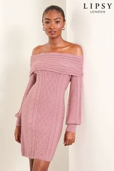 Women s Pink Jumper Dress Bardot Dresses Next Oman