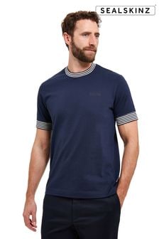 Sealskinz Blue Sisland T-Shirt With Stripe Neck And Cuffs (E39989) | $118