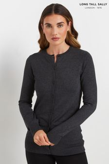 Long Tall Sally Grey Crew Neck Cardigan (E40892) | €34