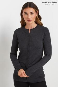 Long Tall Sally Grey Crew Neck Cardigan (E40892) | $50