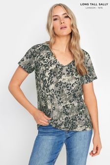 Long Tall Sally Grey Animal Print V-Neck T-Shirt (E40894) | 120 zł