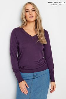 Long Tall Sally Purple V-Neck Long Sleeve Jumper (E40921) | 41 €