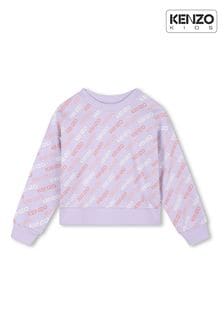 Kenzo Kids Purple All Over Logo Print Crew Neck Sweatshirt (E41207) | 806 LEI - 985 LEI