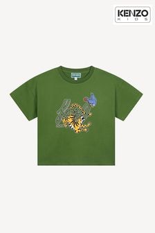 KENZO KIDS Green Jungle Animal Logo Short Sleeve T-Shirt (E41212) | $111 - $129