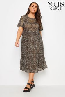 Yours Curve Natural Throw On Mesh Layer Dress (E41277) | 183 QAR