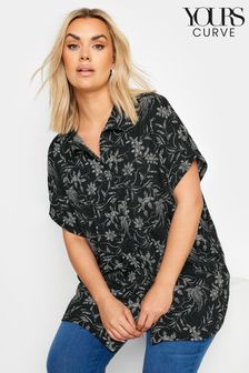 داكن أسود - Yours Curve Printed Structured Shirt (E41314) | 12 ر.ع