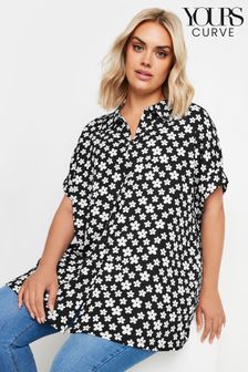 Czerno-grafitowa - Yours Curve Printed Structured Shirt (E41333) | 150 zł