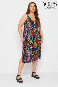 Yours Curve Light Black Throw On Beach Shirred Strap Dress (E41648) | $50