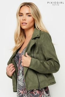 Green faux suede biker jacket on sale