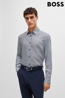 BOSS Dark Blue Regular-Fit Shirt In Printed Chambray (E41825) | ₪ 700