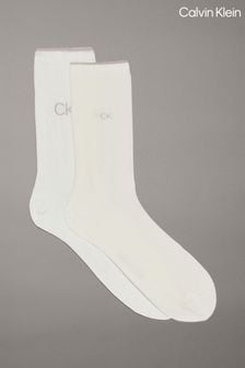 Calvin Klein White Womens Socks 2 Pack (E41922) | €18